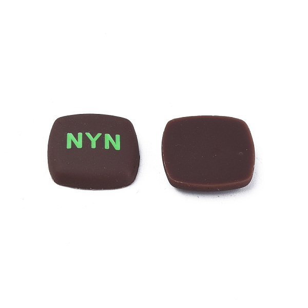 

PandaHall Acrylic Enamel Cabochons, Square with Word NYN, Coconut Brown, 21x21x5mm Acrylic Square