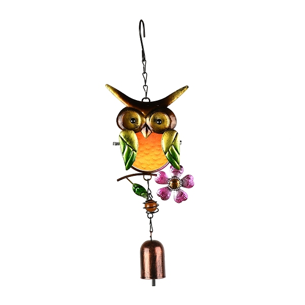

PandaHall Spray Painted Iron Wind Chimes, Small Wind Bells Handmade Glass Pendants, Owl, Colorful, 328mm Iron Owl