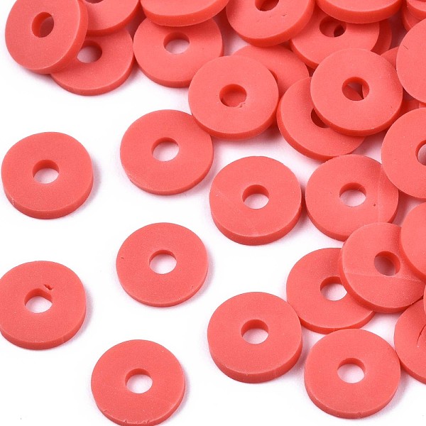 

PandaHall Handmade Polymer Clay Beads, Disc/Flat Round, Heishi Beads, Orange Red, 8x0.5~1mm, Hole: 2mm, about 13000pcs/1000g Polymer Clay...