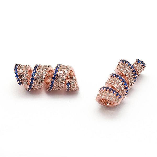 

PandaHall Brass Micro Pave Grade AAA Cubic Zirconia Tube Beads, Cadmium Free & Nickel Free & Lead Free, Large Hole Beads, Twist, Real Rose...