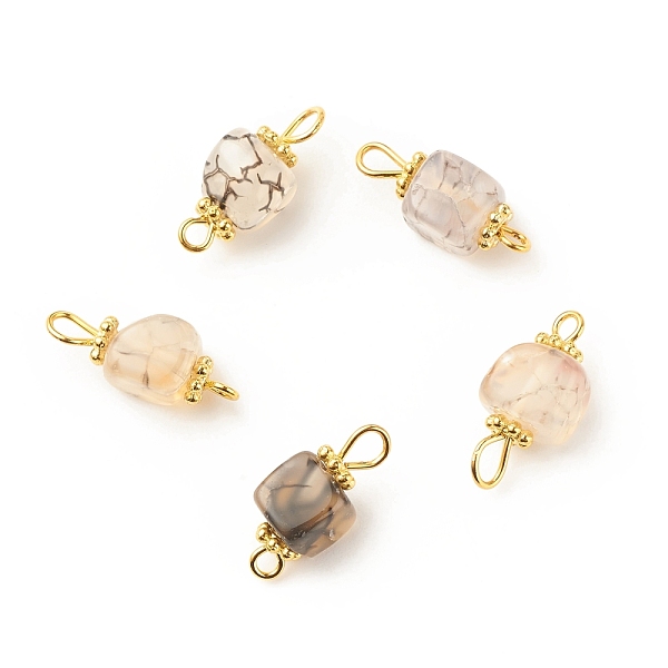 

PandaHall Natural Agate Connector Charms, with Golden Plated Iron Findings, Cube, Bisque, 17~18x7~7.5x6.5~7mm, Hole: 2~3.5mm Natural Agate..., Orange
