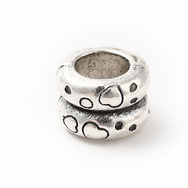 

PandaHall Tibetan Style Alloy European Beads, Large Hole Beads, Column with Heart, Antique Silver, 9x6mm, Hole: 5.2mm, about 373pcs/500g...