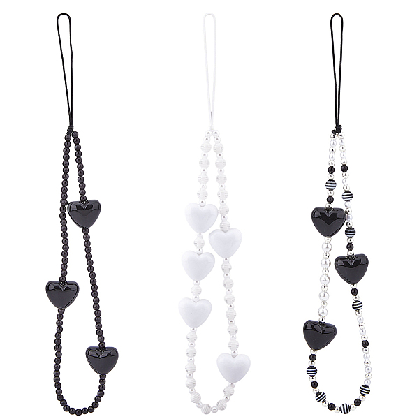 

PandaHall Heart Acrylic & Resin Beads Mobile Straps, with Polyester Cords Mobile Accessories Decoration, Mixed Color, 22cm, 3pcs/set Acrylic..., Multicolor