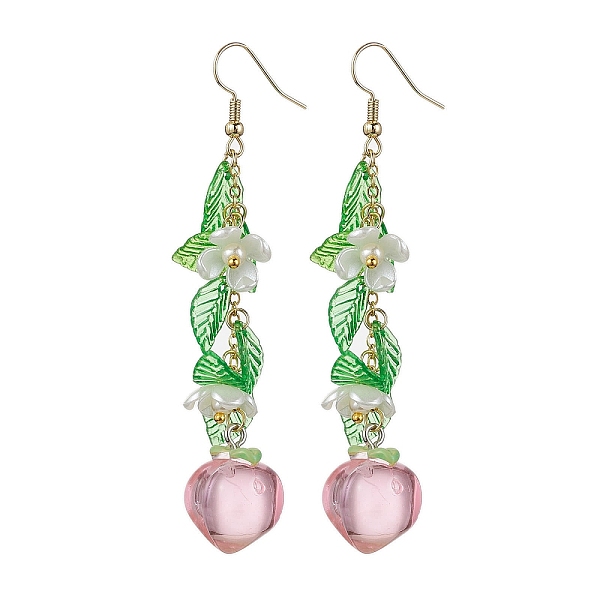 

PandaHall Acrylic 304 Stainless Steel Dangle Earrings, Fruit, Peach, 81mm Acrylic Peach