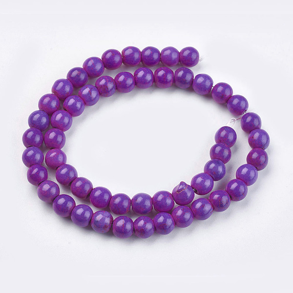 

PandaHall Synthetic Turquoise Beads Strands, Dyed, Round, Purple, 8mm, Hole: 1mm, about 50pcs/strand, 15.35 inch Synthetic Turquoise Round...