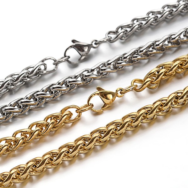 

PandaHall Great 304 Stainless Steel Wheat Chain Necklaces, with Lobster Clasps, Mixed Color, 23.7 inch(60.2cm) 304 Stainless Steel
