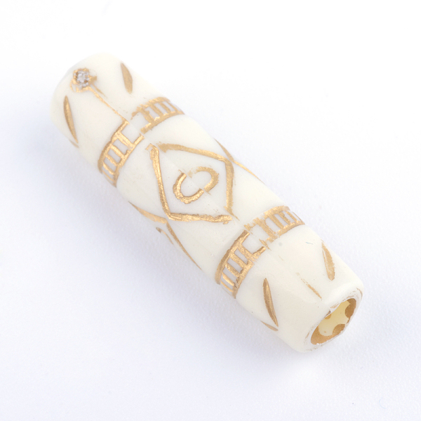 

PandaHall Column Plating Acrylic Beads, Golden Metal Enlaced, Beige, 25x6.5mm, Hole: 3.5mm Acrylic Column Yellow