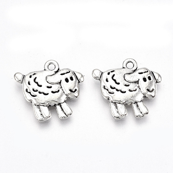 

PandaHall Tibetan Style Alloy Pendants, Lead Free & Cadmium Free, Sheep, Antique Silver, 16.5x18x2.5mm, Hole: 1.6mm Alloy Sheep