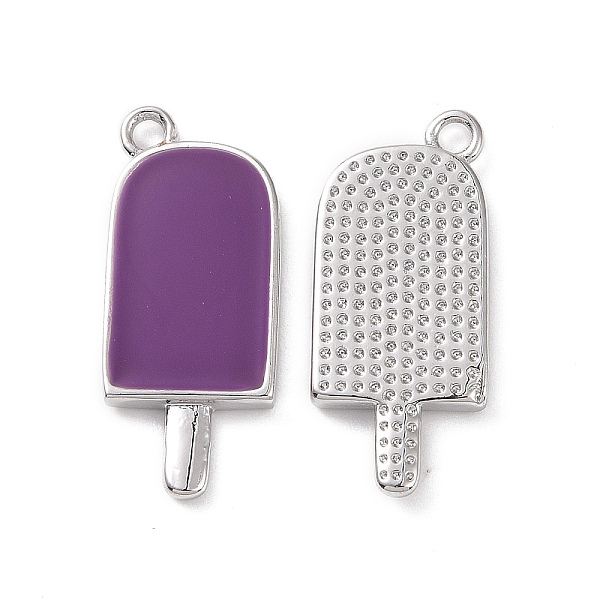 

PandaHall Ion Plating(IP) Brass Enamel Pendants, Ice-Lolly, Real Platinum Plated, Dark Violet, 20x9x2mm, Hole: 1.5mm Brass+Enamel Food