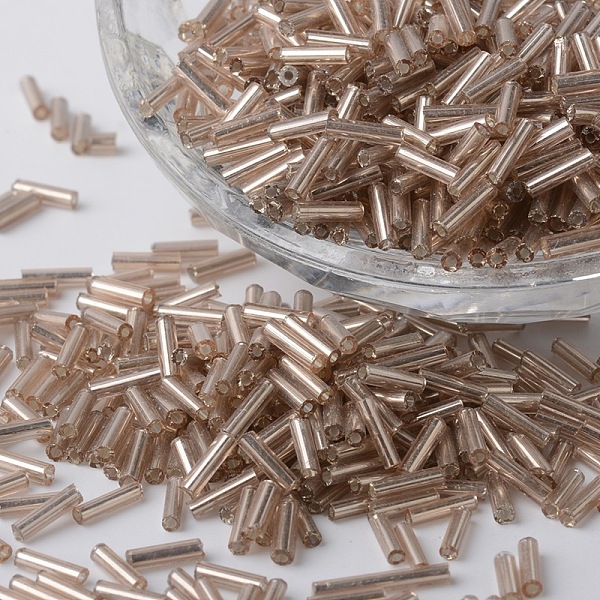 

PandaHall Tube Silver Lined Round Hole Glass Bugle Beads, Rosy Brown, 6~7x1.5~2mm, Hole: 0.5mm, about 12500pcs/450g Glass Brown
