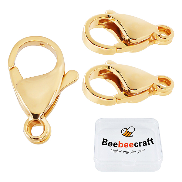 Beebeecraft 1 Box 50Pcs 24K Gold Plated Lobster Claw Clasps Jewelry Clasps Connectors For DIY Bracelet Necklace Jewelry Making