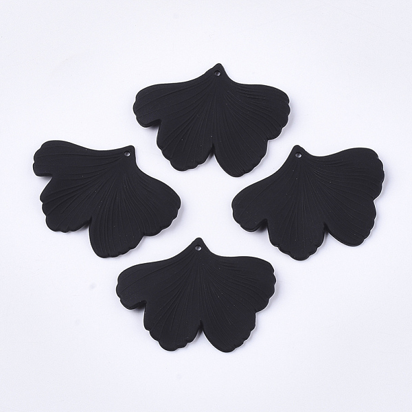 

PandaHall Spray Painted Acrylic Pendants, Rubberized Style, Ginkgo Leaf, Black, 33x45x2mm, Hole: 1.4mm Acrylic Leaf Black