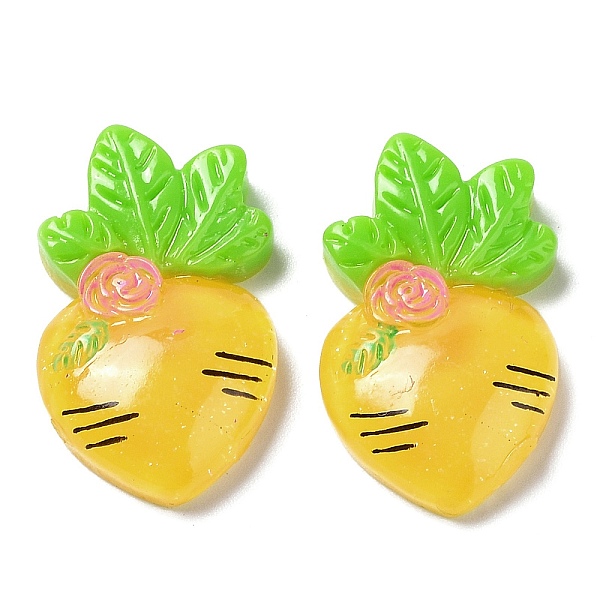 

PandaHall Translucent Resin Cabochons, Glitter Carrot, Yellow, 23.5x14x5mm Resin Carrot Yellow
