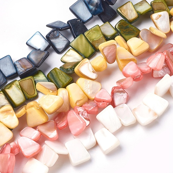 

PandaHall Freshwater Shell Beads Strands, Dyed, Nuggets Chips, Mixed Color, 12~14.5x6~16x3~8mm, Hole: 0.5mm, about 42~56pcs/strand..., Multicolor