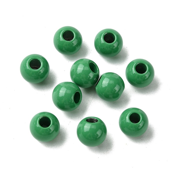 

PandaHall Spray Painted 202 Stainless Steel Beads, Round, Green, 8x7mm, Hole: 2.5mm 202 Stainless Steel Round Green