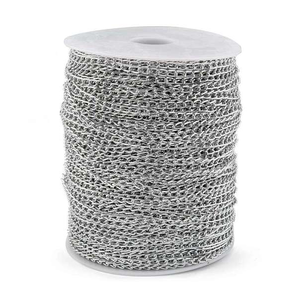 

PandaHall Oxidated Aluminum Twisted Chains, Unwelded, with Spool, Silver Color Plated, 6x3.5mm, about 328.08 Feet(100m)/roll Aluminum Silver