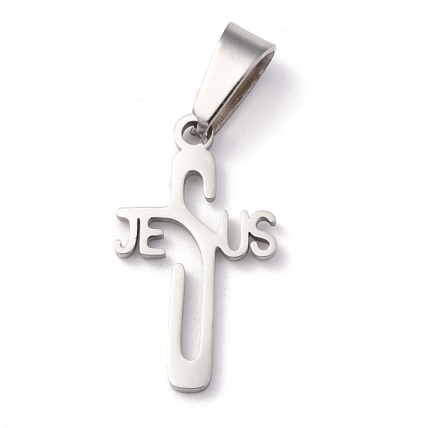 

PandaHall Easter 304 Stainless Steel Pendants, Cross with Word Jesus, Stainless Steel Color, 21x12x1.2mm, Hole: 3.5x7mm 304 Stainless Steel...