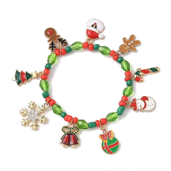 Bracelets à breloques en alliage émaillé de Noël