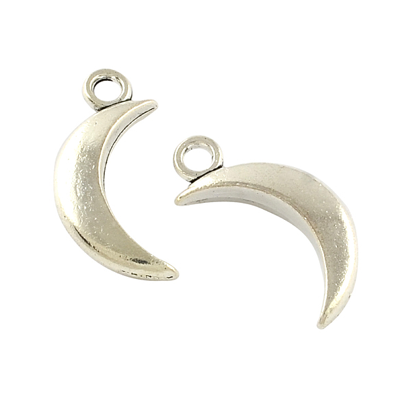 

PandaHall Tibetan Style Alloy Moon Pendants, Cadmium Free & Lead Free, Antique Silver, 30.7x15x6mm, Hole: 3.5mm, about 111pcs/500g Alloy...