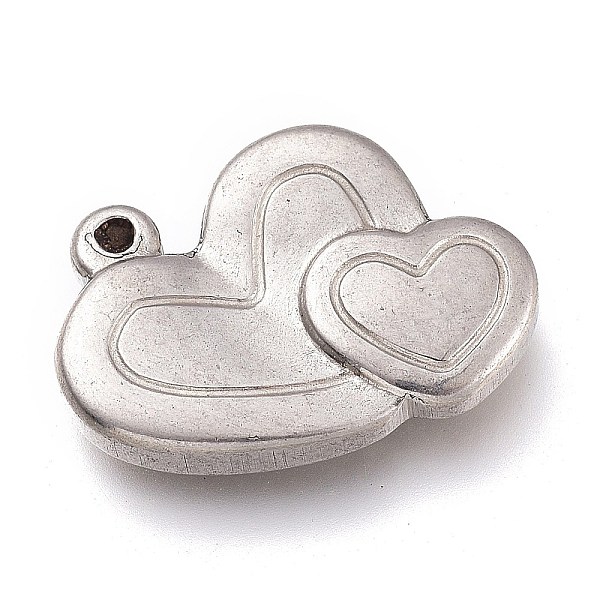 

PandaHall 304 Stainless Steel Pendants, Heart with Heart, for Valentine's Day, Stainless Steel Color, 14x18x3.5mm, Hole: 1.5mm 304 Stainless...