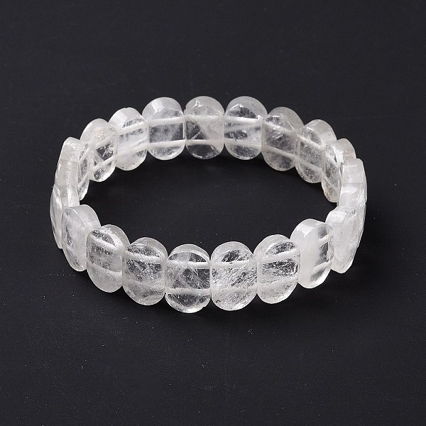 

PandaHall Natural Quartz Crystal Oval Beaded Stretch Bracelet, Gemstone Jewelry for Women, Inner Diameter: 2-1/8 inch(5.4~5.5cm) Quartz...