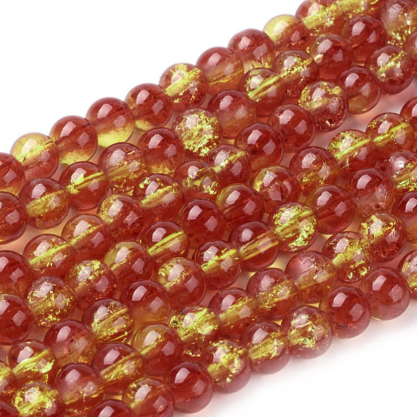 

PandaHall Spray Painted Crackle Glass Beads Strands, Round, Two Tone, Tomato, 6mm, Hole: 1.3~1.6mm, about 133pcs/strand, 31.4 inch Glass..., Red