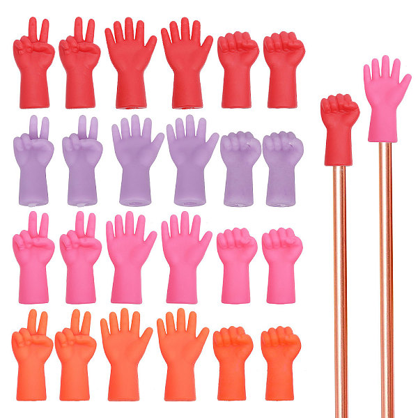 

PandaHall Globleland 4 Bags 4 Colors Rubber Knitting Needle Point Protector, Janken Punch Tip Stopper Cap, Funny Rock Paper Scissors Game..., Multicolor
