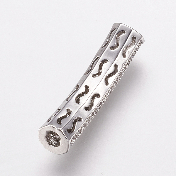 

PandaHall Brass Micro Pave Cubic Zirconia Tube Beads, Tube, Clear, Platinum, 26.5x5mm, Hole: 2.5x3mm Brass+Cubic Zirconia Tube Clear