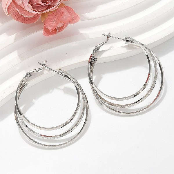 Brass Triple Hoop E… - image