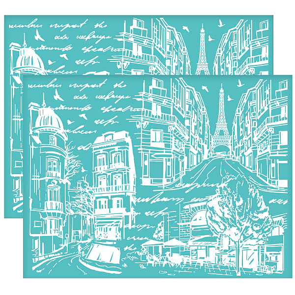 

PandaHall OLYCRAFT 2Pcs 11x8.6 Inch Self-Adhesive Silk Screen Printing Stencil France Landscape Silk Screen Stencil Paris Eiffel Tower Mesh...