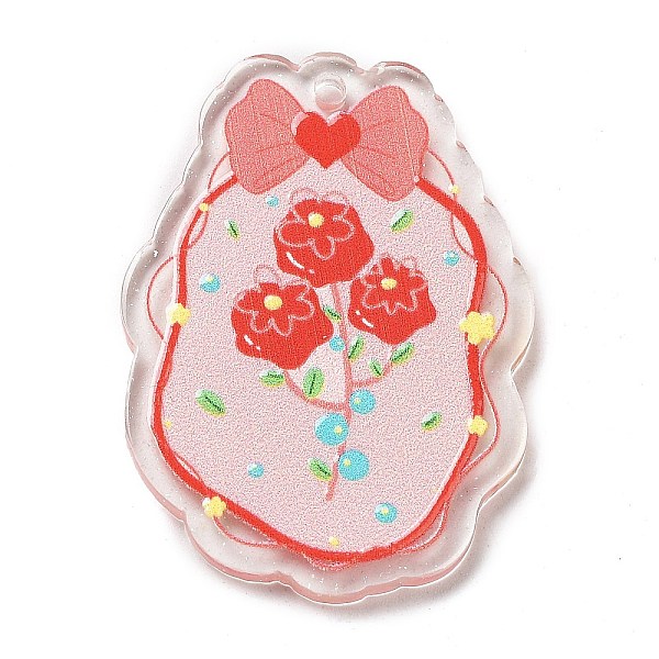 

PandaHall Acrylic Pendants, Flower, Pink, 40.5x29x2.5mm, Hole: 1.8mm Acrylic Flower Pink