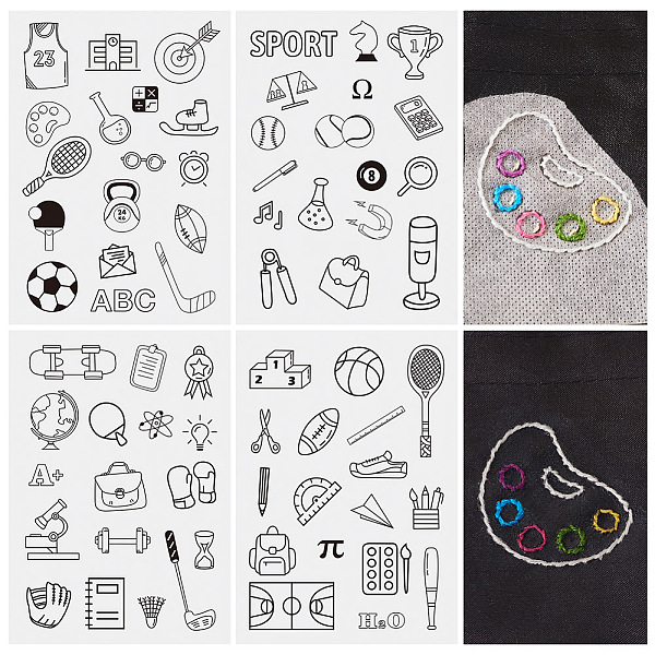 

PandaHall 68 Patterns Non-woven Fabrics Water-soluble Embroidery Aid Drawing Sketch, Rectangle, Mixed Shapes, 297x210mmm, 4 sheets/set Cloth...