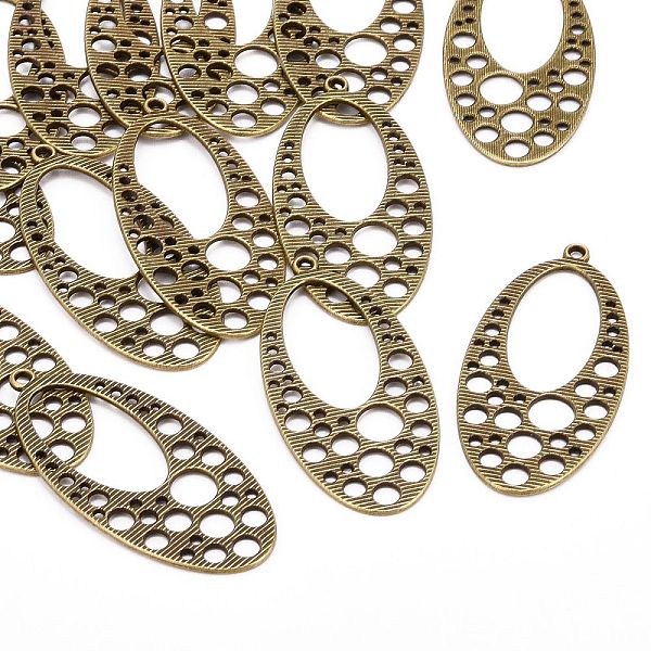 

PandaHall Tibetan Style Alloy Pendants, Oval, Cadmium Free & Lead Free, Antique Bronze, 49x23x1mm, Hole: 2mm Alloy Oval