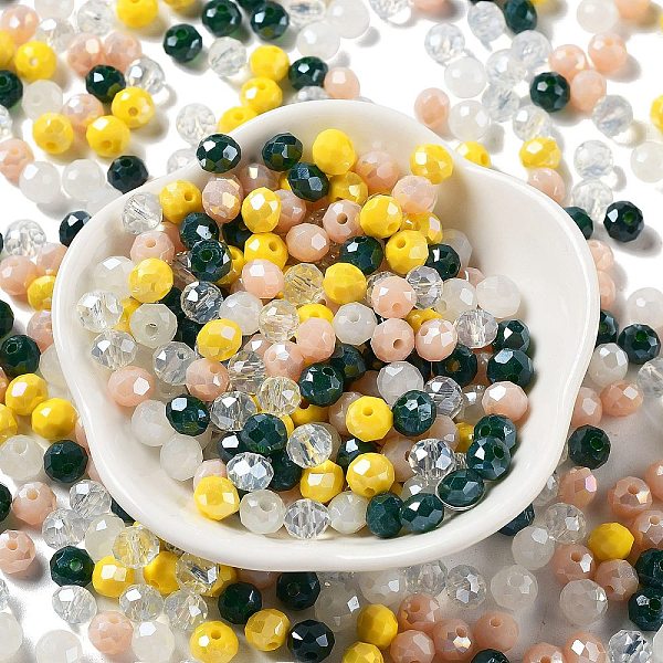 

PandaHall Glass Beads, Faceted, Rondelle, Old Lace, 6x5mm, Hole: 1mm, about 2360pcs/500g Glass Rondelle