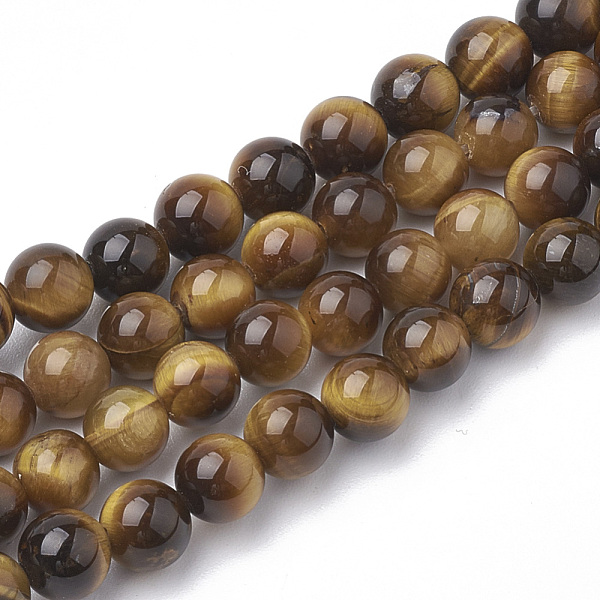 

PandaHall Natural Tiger Eye Beads Strands, Grade A, Round, 6mm, Hole: 1mm, about 70pcs/strand, 15.7 inch Tiger Eye Round