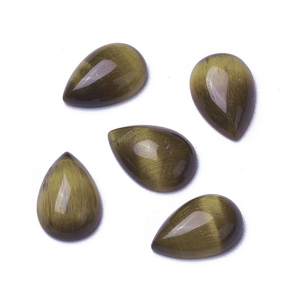 

PandaHall Natural Tiger Eye Cabochons, teardrop, 12x7.5~8.5x3~4mm Tiger Eye Teardrop