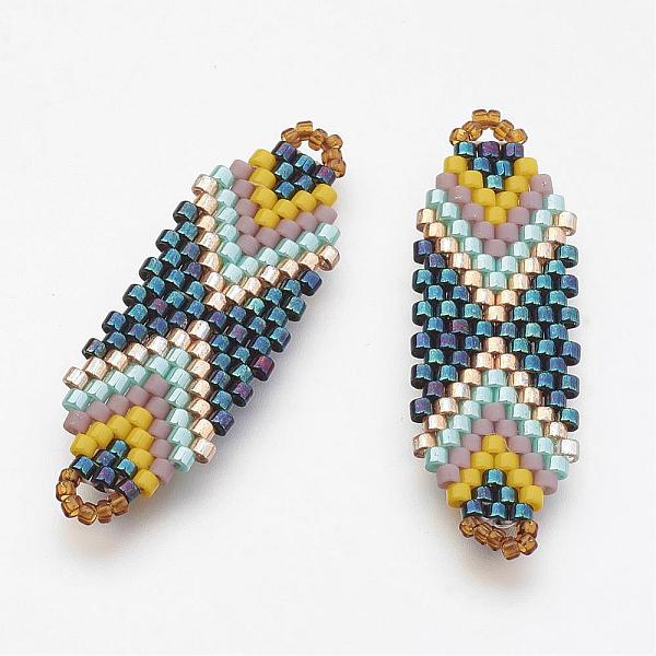 

PandaHall MIYUKI & TOHO Handmade Japanese Seed Beads Links, Loom Pattern, Steel Blue, 35x12x2mm, Hole: 1~2mm Glass Others Blue