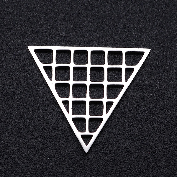 

PandaHall 201 Stainless Steel Filigree Joiners Links, Laser Cut, Triangle with Grid, Stainless Steel Color, 17x20x1mm 201 Stainless Steel...