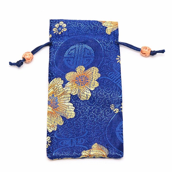 

PandaHall Polyester Pouches, Drawstring Bag, with Wood Beads, Rectangle with Floral Pattern, Medium Blue, 16~17x7.8~8x0.35cm Polyester...