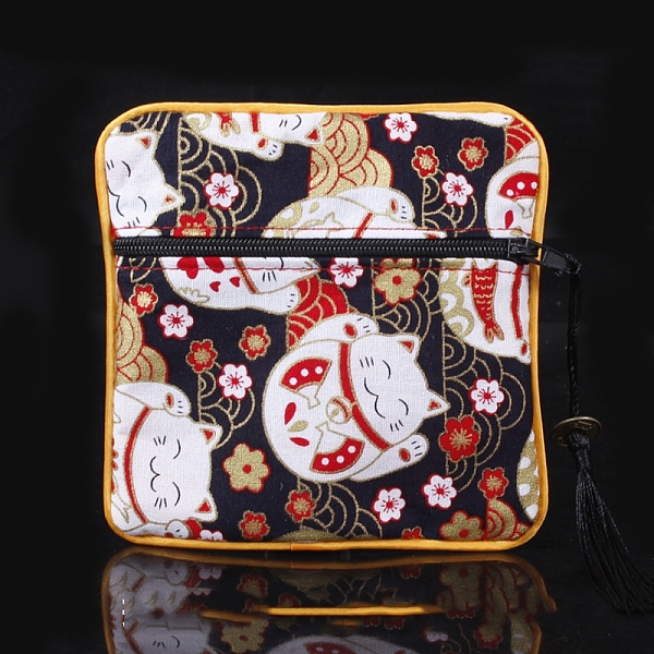 

PandaHall Square Chinese Style Cloth Tassel Bags, with Zipper, for Bracelet, Necklace, White, 11.5x11.5cm Cloth Square White