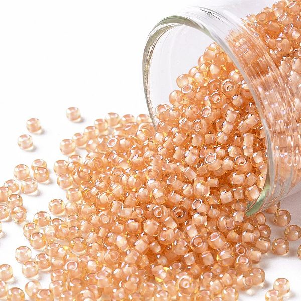 

PandaHall TOHO Round Seed Beads, Japanese Seed Beads, (301) Inside Color Light Topaz/Peach Lined, 11/0, 2.2mm, Hole: 0.8mm, about...
