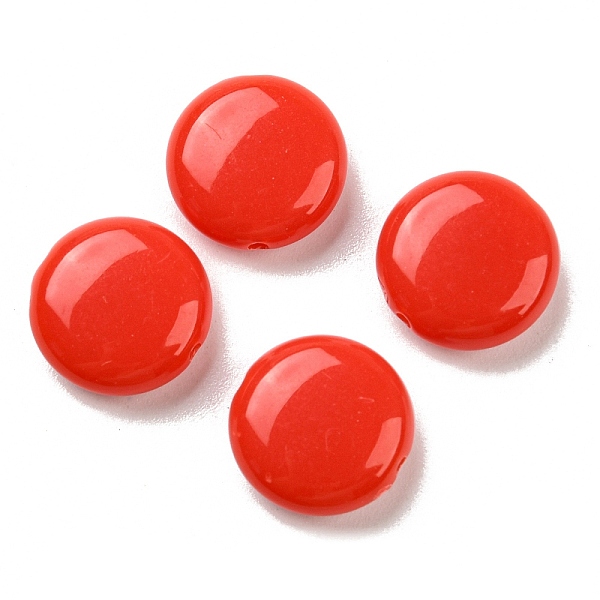 

PandaHall Opaque Acrylic Beads, Flat Round, Red, 12x4.5mm, Hole: 1.2mm, about 1100pcs/500g Acrylic Flat Round Red