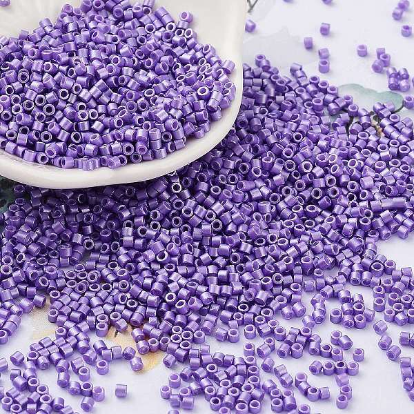 

PandaHall Baking Paint Glass Seed Beads, Cylinder, Medium Purple, 2x1.5mm, Hole: 1mm, about 5599pcs/50g Glass