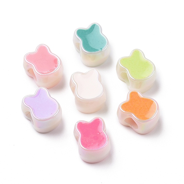 

PandaHall UV Plating Rainbow Iridescent Acrylic European Beads, Large Hole Beads, with Enamel, Rabbit, Mixed Color, 12.5x10x8mm, Hole: 4.5mm..., Multicolor
