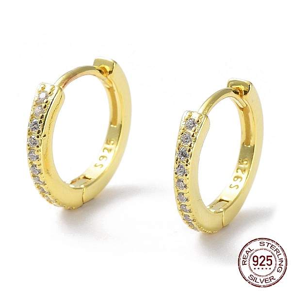 

PandaHall 925 Sterling Silver with Clear Cubic Zirconia Hoop Earrings, with S925 Stamp, Real 18K Gold Plated, 12x2x13mm Sterling Silver Ring...