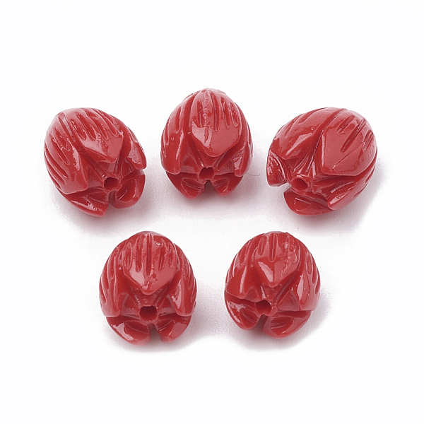 

PandaHall Dyed Synthetic Coral Beads, Jasmine Flower, Red, 8~8.5x6.5~7mm, Hole: 1mm Synthetic Coral Flower Red