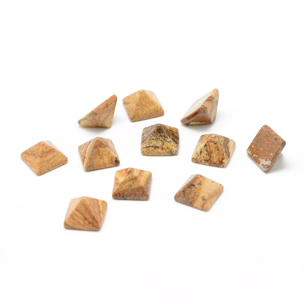 

PandaHall Natural Picture Jasper Gemstone Cabochons, Pyramid, 14x14x10mm Picture Jasper Pyramid