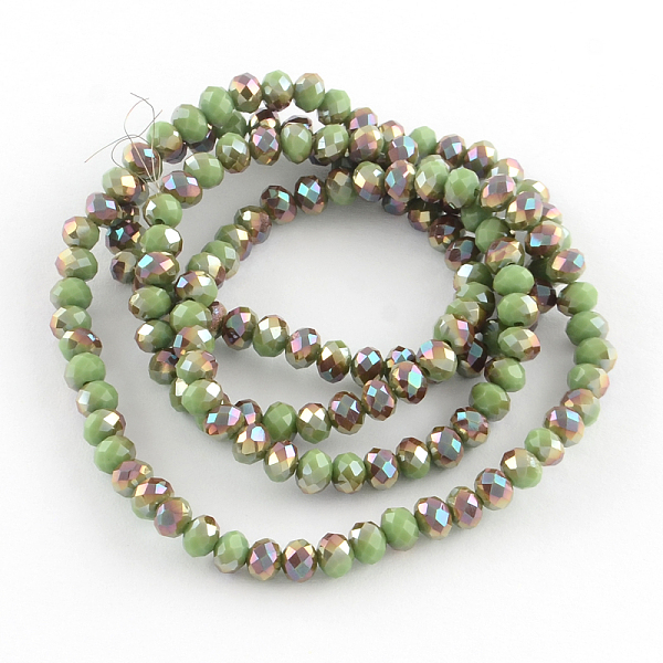 Electroplate Glass Faceted Rondelle Bead Strands