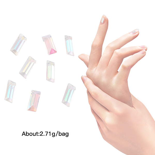 

PandaHall Pointed Back Resin Rhinestone Cabochons, Nail Art Decoration Accessories, Rectangle, Clear AB, 7x3x2mm, 50pcs/bag Resin Rectangle..., White