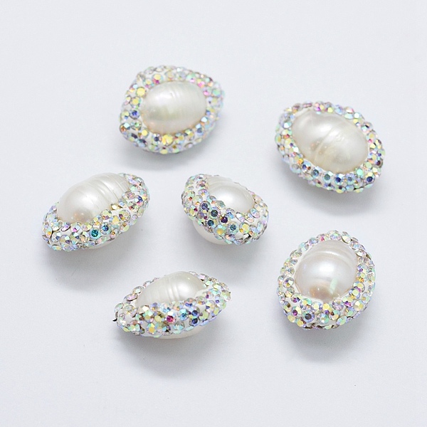 

PandaHall Natural Cultured Freshwater Pearl Beads, with Polymer Clay Rhinestone, Oval, White, 16~19x14~15x9~10mm, Hole: 0.5mm Pearl Oval...